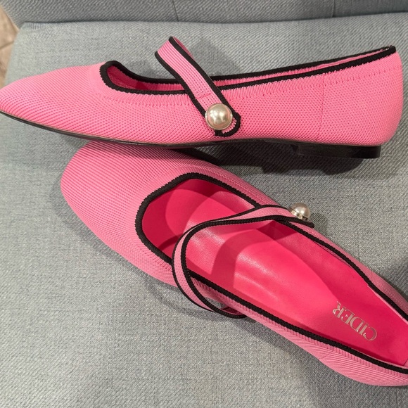 Cider Shoes - Cider Pink Flats with Black Trim